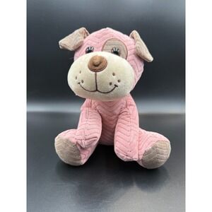 Hug Fun Pink & Brown Quilted Plush Puppy Dog Sitting 9" Stuffed Animal Toy